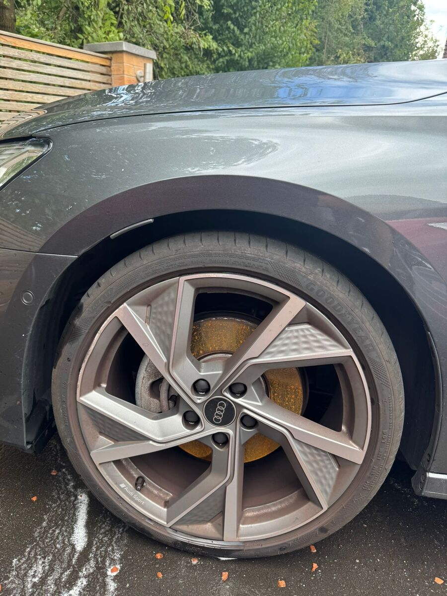 Alloy wheel caked in brake dust before cleaning