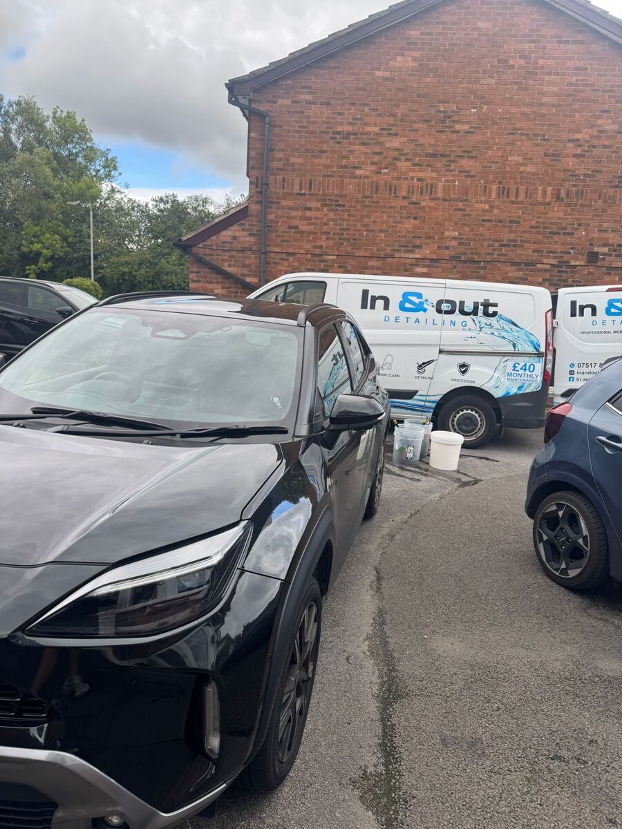 The same car washed, dried and gleaming